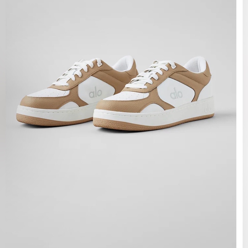 ALO Recovery Mode Sneakers Gravel Leather Unisex NM12.5 / W14 W/Box Extra Laces